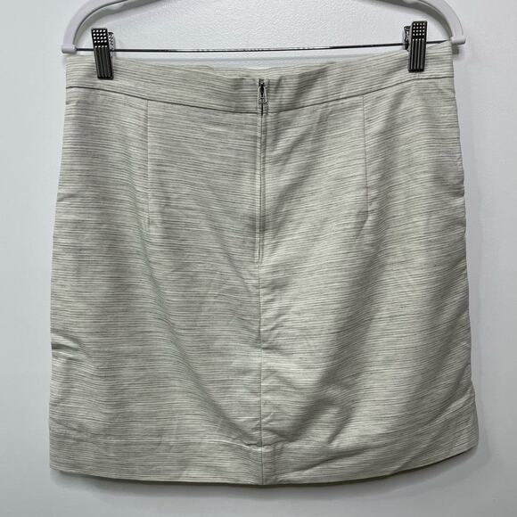 Gap Striped Pleated High Waisted Mini Skirt Pockets Grey White Womens 12 Preppy - Picture 3 of 8